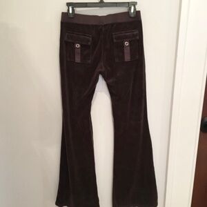 RARE Vintage Chocolate Dark Brown Juicy Couture Velour Pants Flared Low Rise